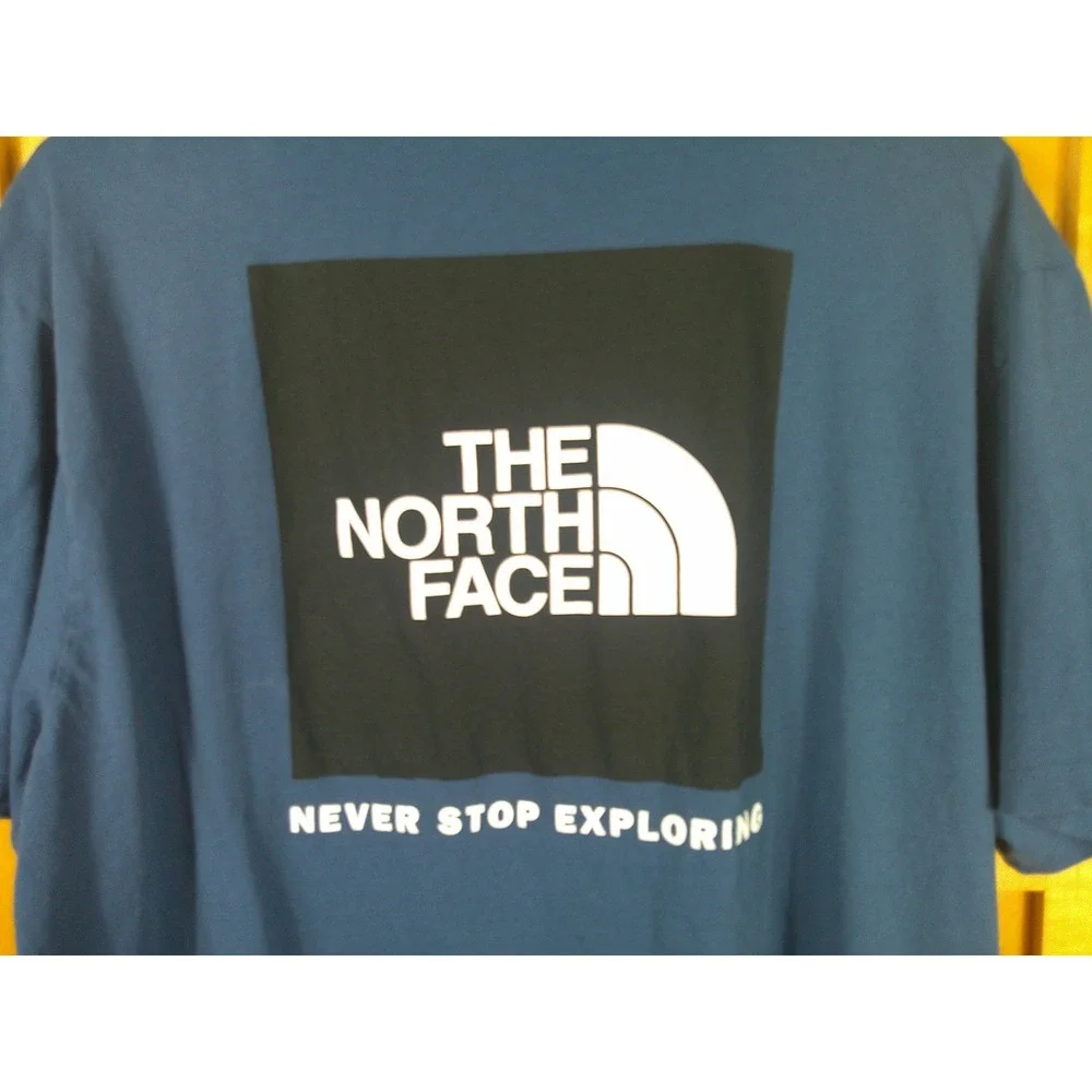 The North Face Men's Blue Design Box Logo Graphic T-Shirt XL Cotton